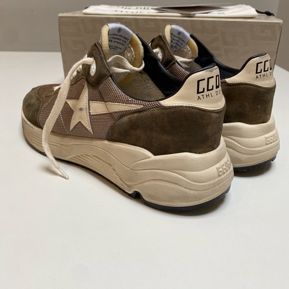 Golden Goose Men’s Running Sole Sneaker in Olive Green/Cream sz 45 New in Box - Picture 10 of 11